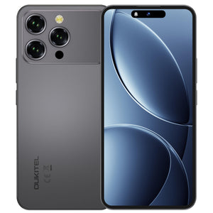 Oukitel P1 Pro black smartphone with 6.7-inch display, 5150mAh battery, ultra-thin 8.2mm design, 8GB RAM and 512GB storage.