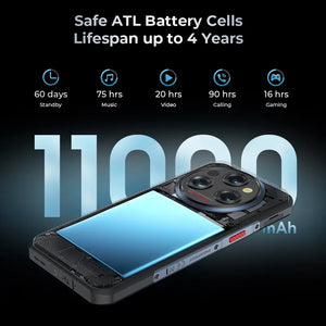 Oukitel WP35 Pro 5G rugged phone with 11000mAh battery for long-lasting power, ideal for extended use, gaming, and streaming