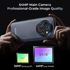 Oukitel WP35 Pro 5G rugged phone with 64MP main camera for sharp, high-resolution photos and videos, perfect for capturing every detail
