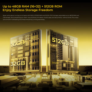 Oukitel WP60 rugged phone with up to 48GB RAM (16GB + 32GB expansion) and 512GB ROM, offering powerful performance, large storage, and smooth multitasking.