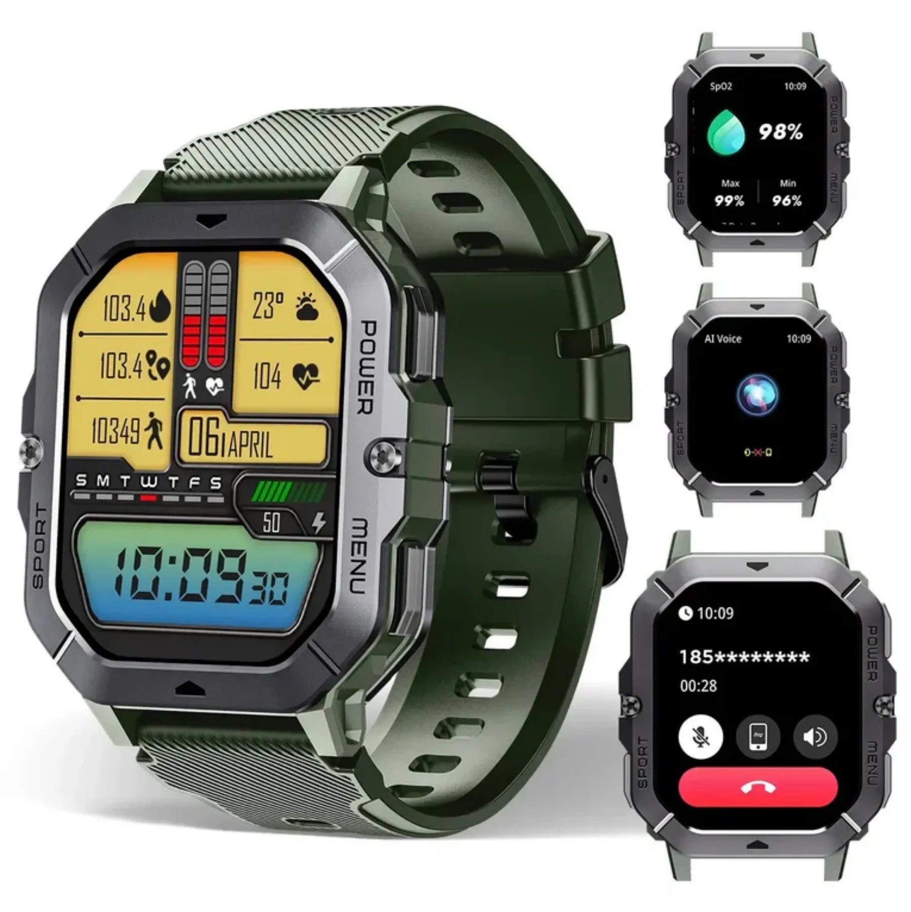 OUKITEL BT101 410mAh Battery Capacity 5ATM Waterproof  Rugged Military Smart Watch
