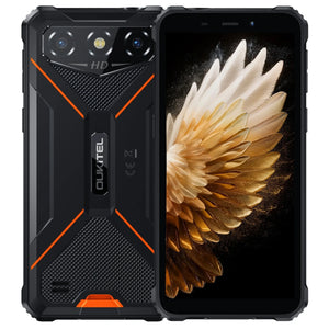 Oukitel G3 rugged phone in orange with 6-inch HD+ display, 6300mAh big battery, 13MP camera, Android 14, 16GB RAM, and 128GB storage