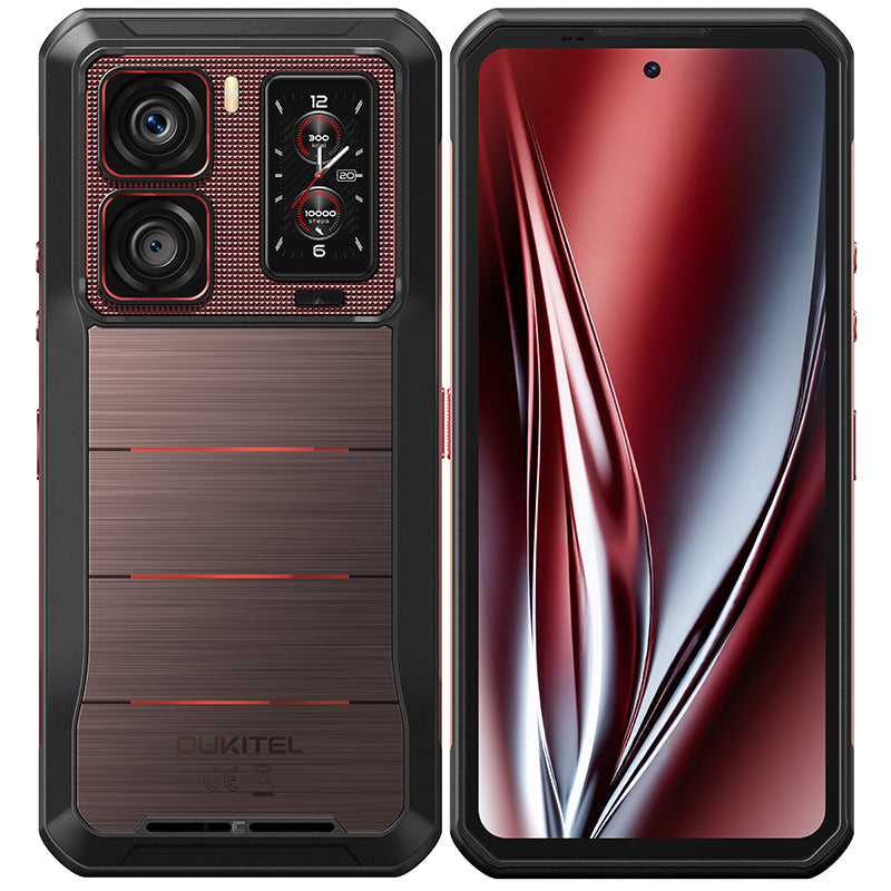 Oukitel WP300 red 5G rugged smartphone with 6.8-inch screen, 16000mAh big battery, 108MP main camera, Android 15, 12GB RAM and 512GB storage with NFC