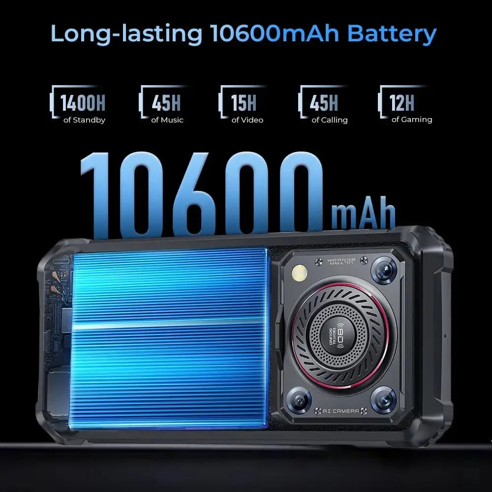 Oukitel WP36 4G rugged phone with 10600mAh big battery for long-lasting usage and outdoor activities